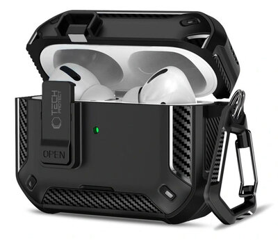 TechProtection Carbon MagSafe AirPods Pro 3 hoesje zwart