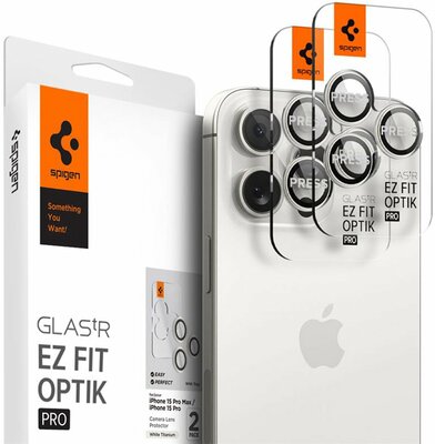 Spigen Optik EZ Fit iPhone 17 Pro / iPhone 17 Pro Max camera beschermer 2 pack wit