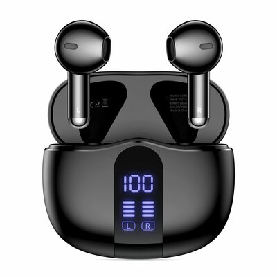 TechProtection UltraBoost draadloze bluetooth oordopjes zwart