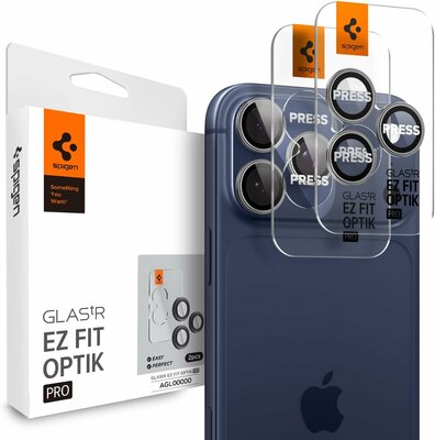 Spigen Optik EZ Fit iPhone 17 Pro / iPhone 17 Pro Max camera beschermer 2 pack grijs