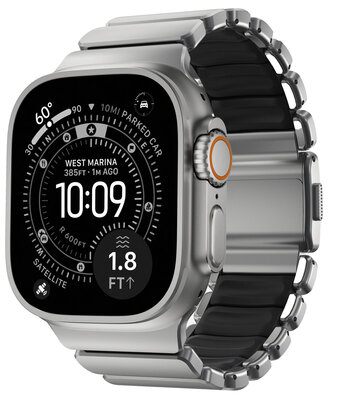 Nomad Stratos Band titanium Apple Watch 49 / 46 / 45 mm bandje natural / zwart
