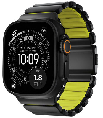Nomad Stratos Band titanium Apple Watch 49 / 46 / 45 mm bandje zwart / volt