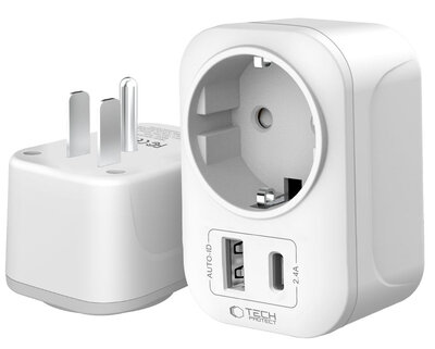 TechProtection reisstekker US naar EU met USB poorten