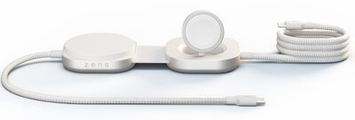 ZENS Charging Cable Pro 3 USB-C kabel met MagSafe en Apple Watch oplader wit