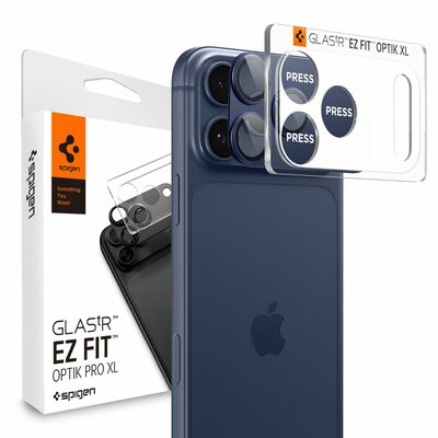 Spigen Optik Pro XL EZ Fit iPhone 17 Pro camera protector blauw