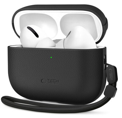 TechProtection Leather AirPods Pro 3 hoesje zwart