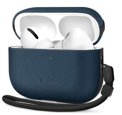 TechProtection Leather AirPods Pro 3 hoesje navy