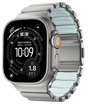 Nomad Stratos Band titanium Apple Watch 49 / 46 / 45 mm bandje natural / icy blue