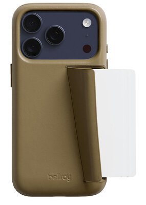 Bellroy Card iPhone 17 Pro wallet hoesje khaki