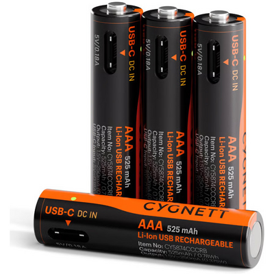 Cygnett AAA USB-C oplaadbare batterijen 4 pack