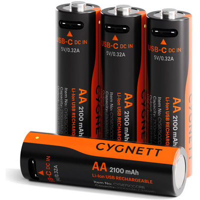 Cygnett AA USB-C oplaadbare batterijen 4 pack
