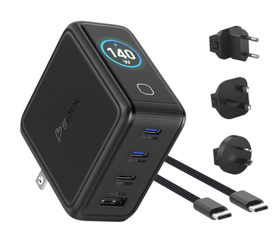 BMX GaNsta 140 watt USB-C oplader met display