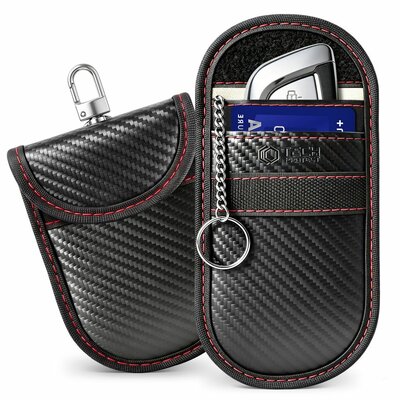 TechProtection autosleutel keyless RFID signal blocker carbon / red