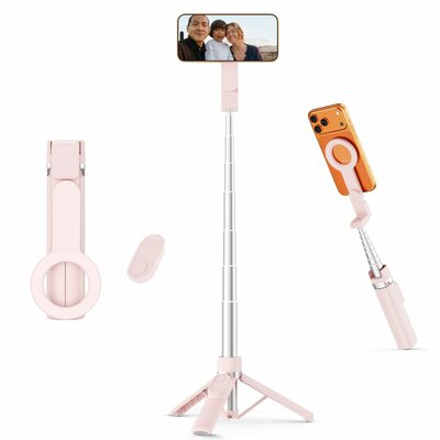 TechProtection Snap MagSafe Bluetooth Selfie Stick Tripod roze
