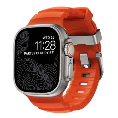 Nomad Rocky Point Apple Watch 49 / 46 /&nbsp;45 mm bandje magma / zilver
