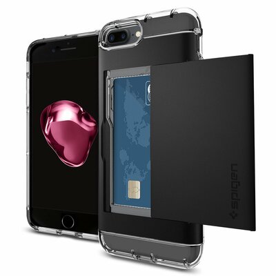 Spigen Crystal Wallet iPhone 7 Plus hoes Zwart