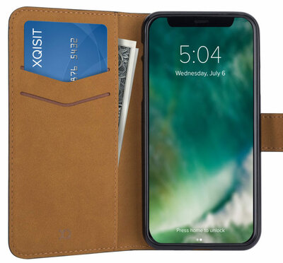 Xqisit Wallet iPhone X hoesje Zwart