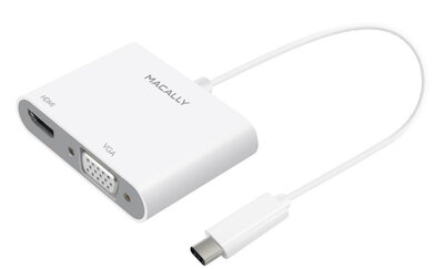 MacAlly USB-C naar VGA HDMI adapter Wit