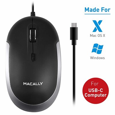 MacAlly UCDYNAMOUSE Optische USB-C muis Grijs