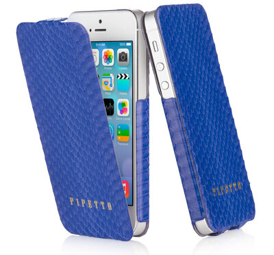 Pipetto Leather Skinny Flip iPhone 5/5S Snakeskin Purple