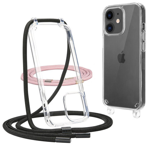 regel Correct Verslaafde Tech Protection transparant iPhone 11 hoesje met koord Zwart / Roze - Appelhoes regel Correct Verslaafde Tech Protection transparant iPhone 11 hoesje met koord Zwart / Roze - Appelhoes