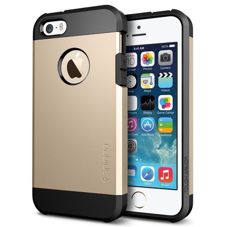 Geestelijk Naar de waarheid stapel Spigen SGP Tough Armor case iPhone 5/5S Gold - Appelhoes