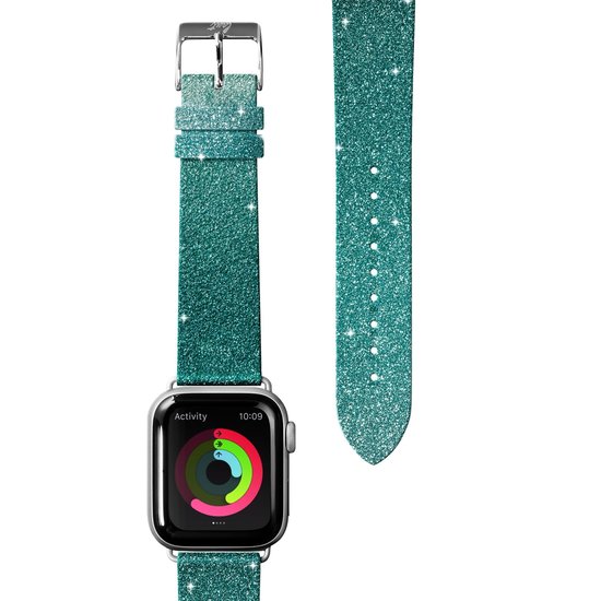 LAUT Sparkle Leather Apple Watch 40 mm bandje Mint