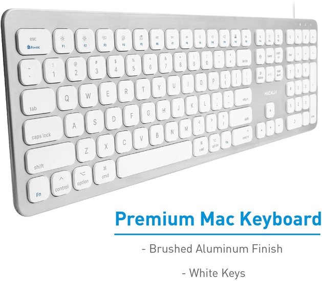 MacAlly WKEY bedraad Qwerty aluminium toetsenbord met hub Zilver