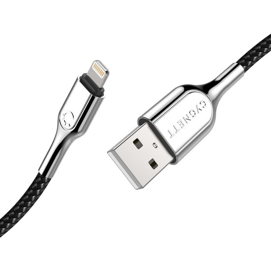 Cygnett Armoured Braided Lightning USB kabel 2 meter Zwart