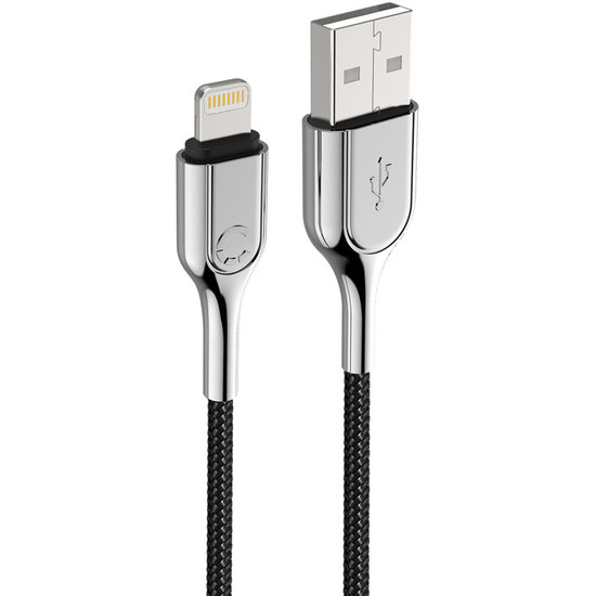 Cygnett Armoured Braided Lightning USB kabel 10 cm Zwart