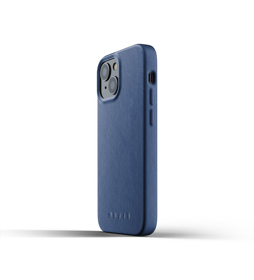 Mujjo Leather case iPhone 13 hoesje Blauw
