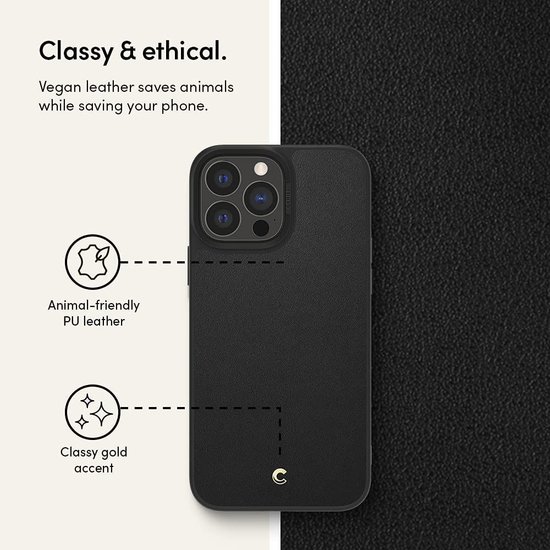 Spigen Ciel Leather iPhone 13 Pro Max hoesje Zwart