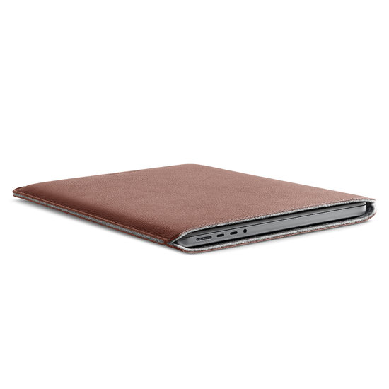 Woolnut Leather sleeve MacBook Pro 14 inch hoesje Cognac