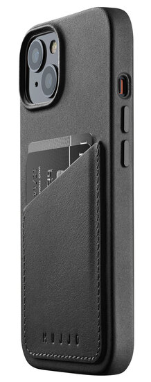 Mujjo Leather Wallet iPhone 14 hoesje zwart