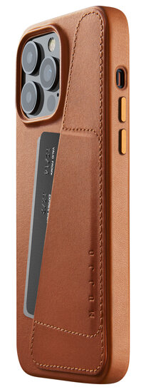 Mujjo Leather Wallet iPhone 14 Pro Max hoesje tan