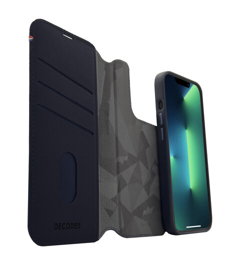 Decoded leren 2 in 1&nbsp;Wallet iPhone 14 Pro Max hoesje blauw