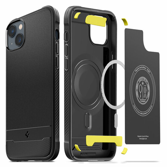 Spigen Rugged Armor MagSafe iPhone 14 hoesje zwart