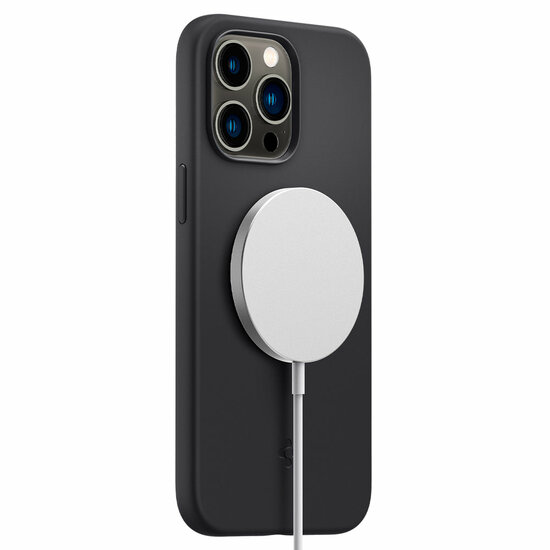 Spigen Silicone Fit MagSafe iPhone 14 Pro Max hoesje zwart