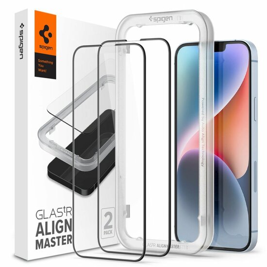 Spigen Edge to Edge Align iPhone SE 2025 / 14 / 13 / iPhone 13 Pro glazen screenprotector 2 pack
