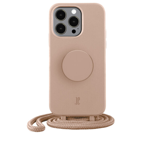 Just Elegance PopGrip iPhone 14 Pro Max hoesje met koord beige