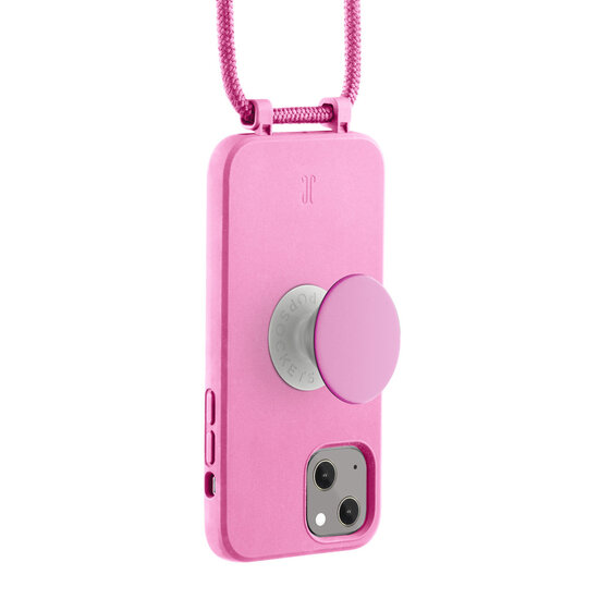 Just Elegance PopGrip iPhone 14 Plus hoesje met koord roze