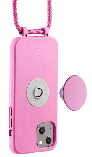 Just Elegance PopGrip iPhone 14 Plus hoesje met koord roze