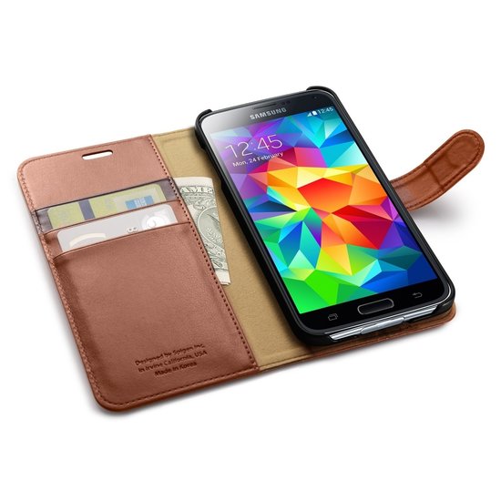 Spigen Wallet Galaxy S5 Brown