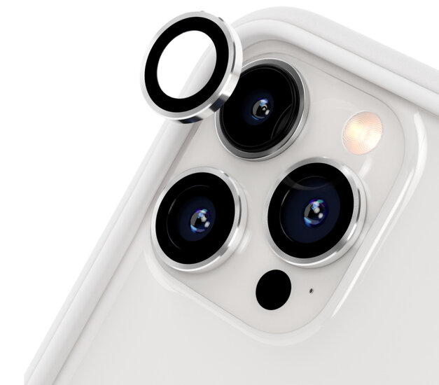 RhinoShield glazen iPhone 14 Pro / iPhone 14 Pro Max camera beschermer zilver