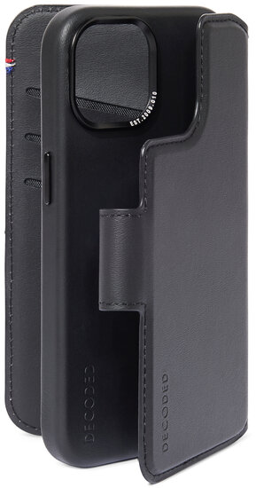 Decoded leren 2 in 1&nbsp;Wallet iPhone 15 hoesje zwart