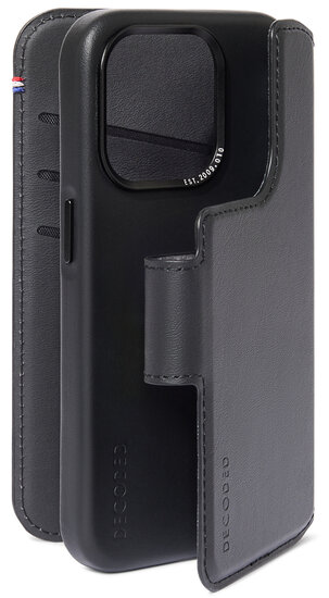 Decoded leren 2 in 1 MagSafe&nbsp;Wallet iPhone 15 Pro hoesje zwart