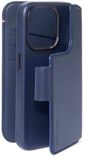 Decoded leren 2 in 1 MagSafe&nbsp;Wallet iPhone 15 Pro Max hoesje navy