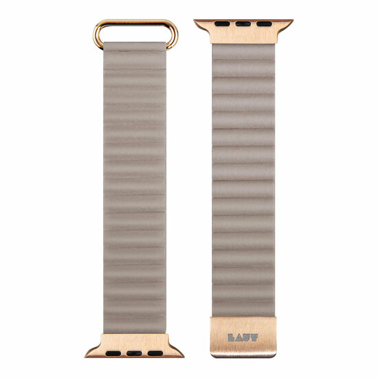 LAUT Novi Luxe leren Apple Watch 49 / 45 / 44 mm bandje beige