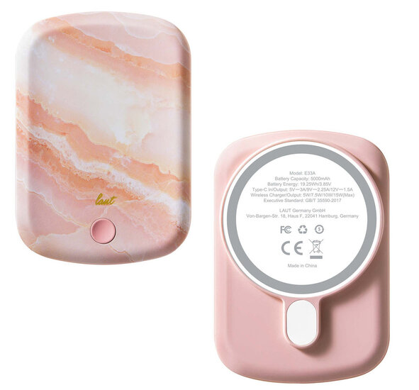 LAUT Handy MagSafe powerbank marble roze