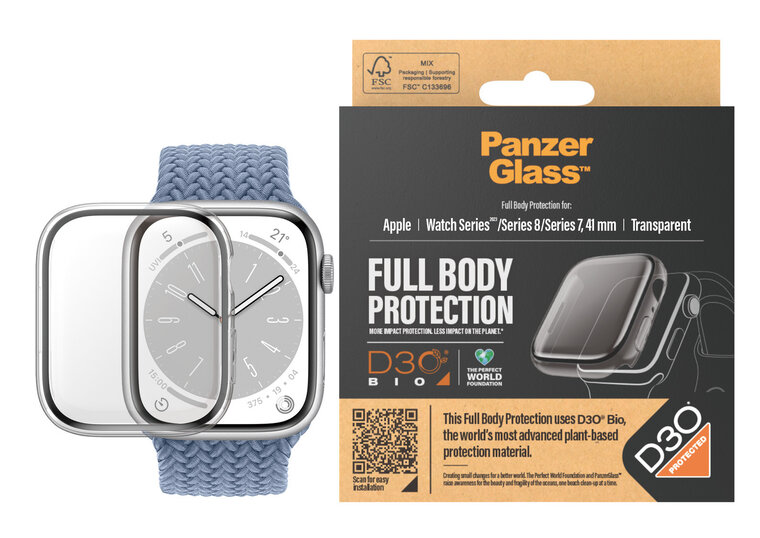 PanzerGlass Full Body Apple Watch 41 mm serie 9 screenprotector transparant